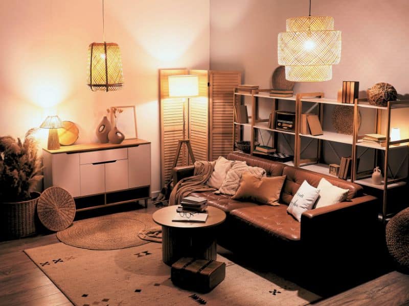Layered living room lighting