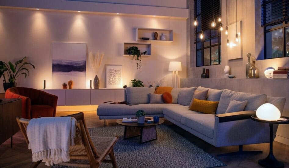 Living room layered lighting technique