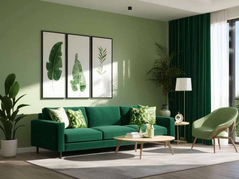 Living room designed using green color palette