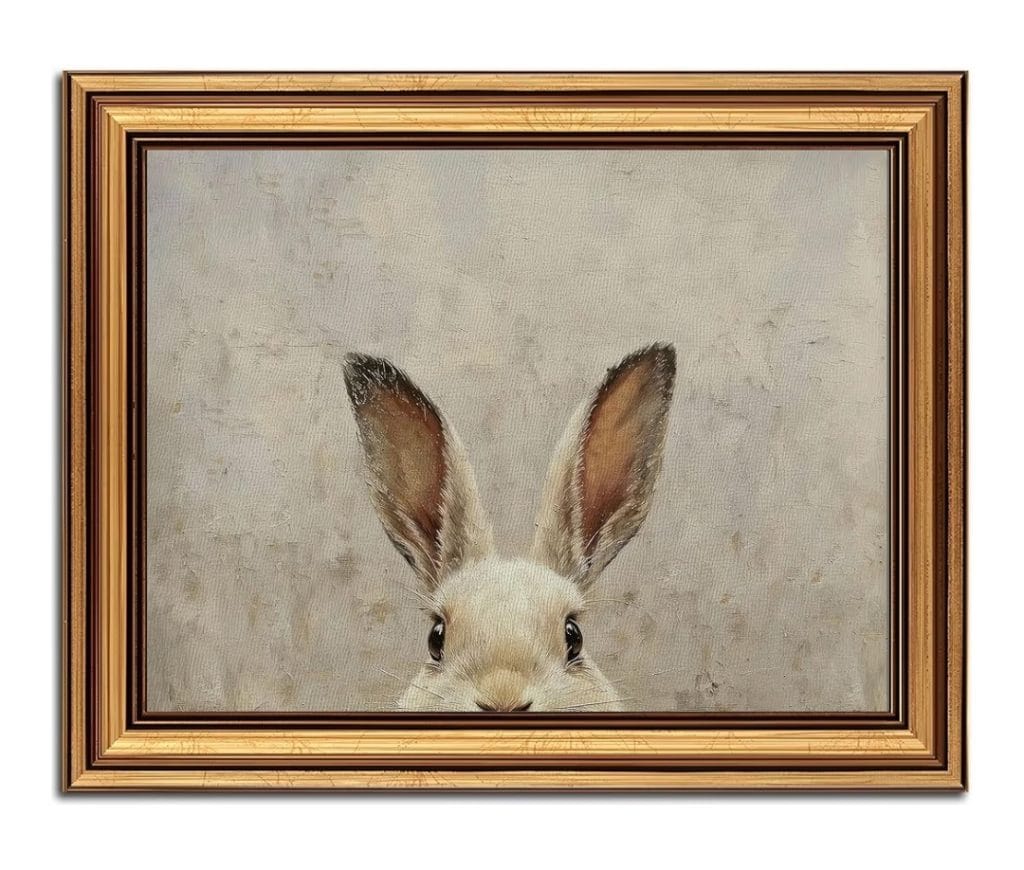 Bunny art in gold frame